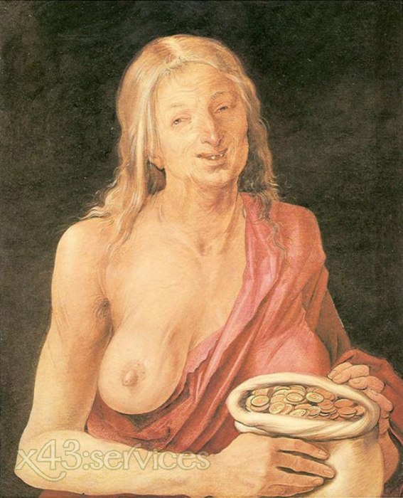 Albrecht Duerer - Alte Frau mit einem Beutel mit Muenzen - Old Woman with a Bag of Coins